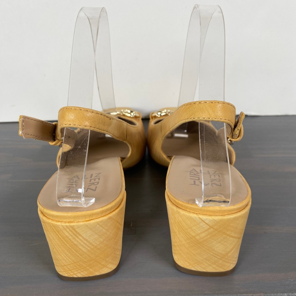 Naturalizer Keeley Slingback Block Heels Women Size 8W Yellow Leather Square Toe - Picture 5 of 11